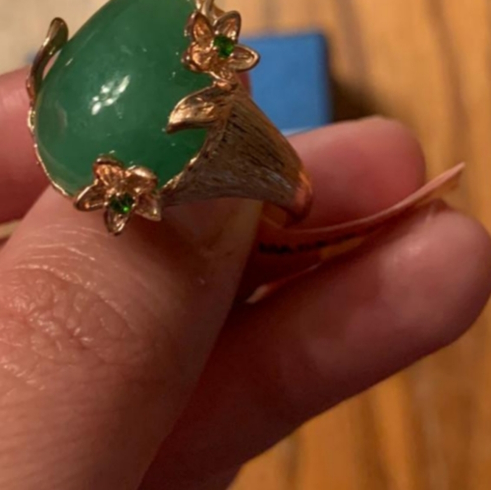 Burmese Jade & Russian Diopside Ring - Picture 3 of 5